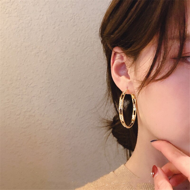 Bijoux Golden Rhinestone/Crystal Hoop Earrings for the Ladies and Girls