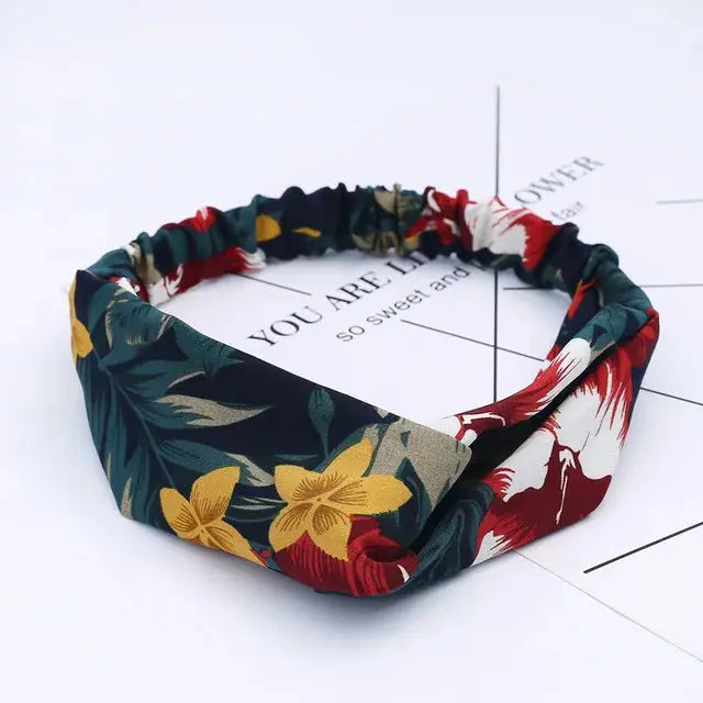 Bohemian Criss-Cross Elastic Hair Bands - Knot Headbands for Women & Girls - Bandana Girls Striped Hairwear-Headbands-SWEET T 52