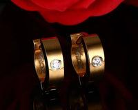 Cute Hoop Earrings in Stainless Steel and Crystal, Ear Cuffs, Brincos Huggie Jewelry for Men and Women-earrings-SWEET T 52