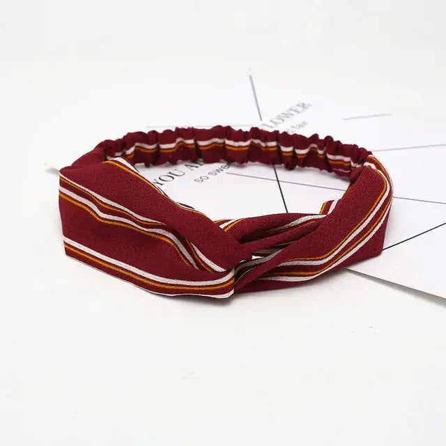 Bohemian Criss-Cross Elastic Hair Bands - Knot Headbands for Women & Girls - Bandana Girls Striped Hairwear-Headbands-SWEET T 52