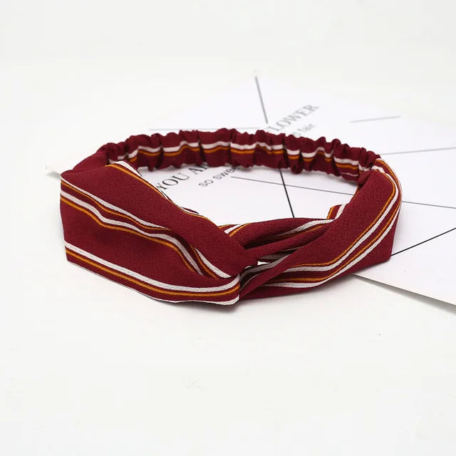 Bohemian Criss-Cross Elastic Hair Bands - Knot Headbands for Women & Girls - Bandana Girls Striped Hairwear