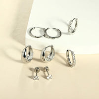 4 Pair of Stainless Steel Earrings for Women. Gold Plated Jewelry, CZ Fashion Hoop Earrings, Perfect for Daily Wear or Gifting