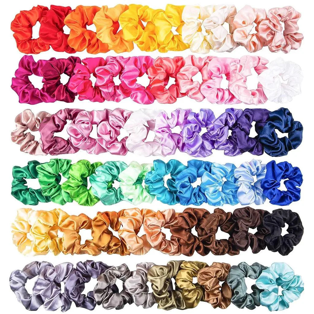 Satin Scrunchies, 60 Pack