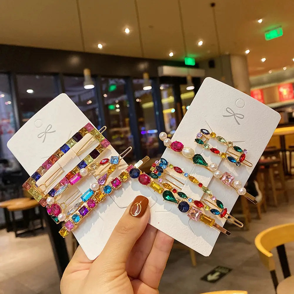 Fashion Crystal Hair Clips For Women and Girls, Pearl Hairpins, Rhinestone Barrette Sets, Geometric Hair Jewelry Accessories-hair accessories-SWEET T 52