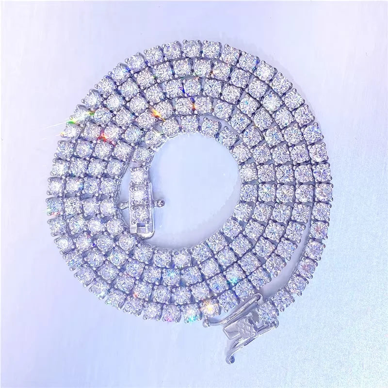 Luxury Men Women Hip Hop Iced Out Fine Jewelry 2MM 3MM 4MM 5MM Lab Diamond S925 Silver Vvs Moissanite Tennis Chain Necklace Sweet T 52