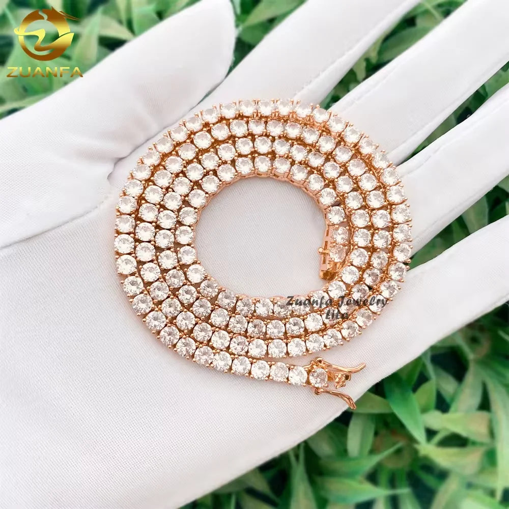 Luxury Men Women Hip Hop Iced Out Fine Jewelry 2MM 3MM 4MM 5MM Lab Diamond S925 Silver Vvs Moissanite Tennis Chain Necklace Sweet T 52