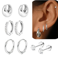 4 Pair of Stainless Steel Earrings for Women. Gold Plated Jewelry, CZ Fashion Hoop Earrings, Perfect for Daily Wear or Gifting