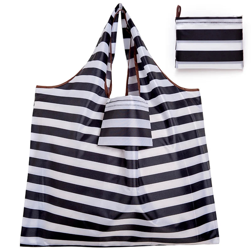 Big Size Thick Nylon Large Tote, ECO Reusable Polyester Portable Women's Folding Shoulder Shopping Pouch