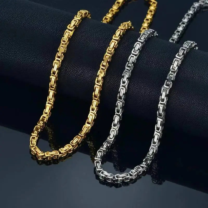 Byzantine Chain Necklaces For Men, 304 Stainless Steel Men's Handmade Necklace Jewelry, 4MM 5MM 6MM & 8MM Width-Necklace-SWEET T 52