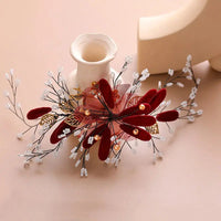Red Hairpins/Bride Hair Clips - Vintage Chinese Wedding Hair Accessories for Women and Girls-hair accessories-SWEET T 52