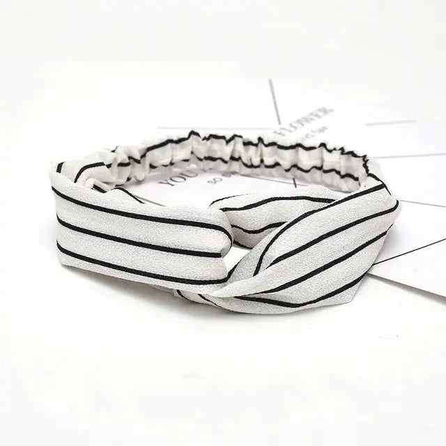 Bohemian Criss-Cross Elastic Hair Bands - Knot Headbands for Women & Girls - Bandana Girls Striped Hairwear-Headbands-SWEET T 52