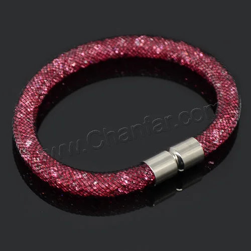 Mesh Net Bracelet For Women & Girls. Resin Crystal Fill, Magnetic Metal Clasp Jewelry