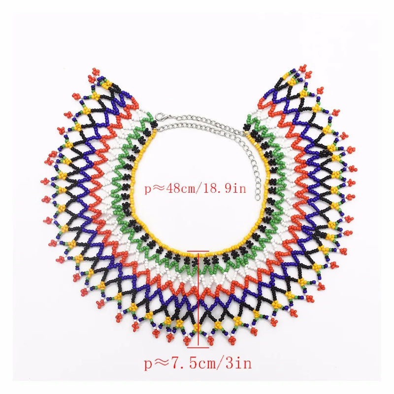 Multicolor African Resin Beads - Choker Style Necklace For Women and Girls, Ethnic Bib Collar-necklace-SWEET T 52