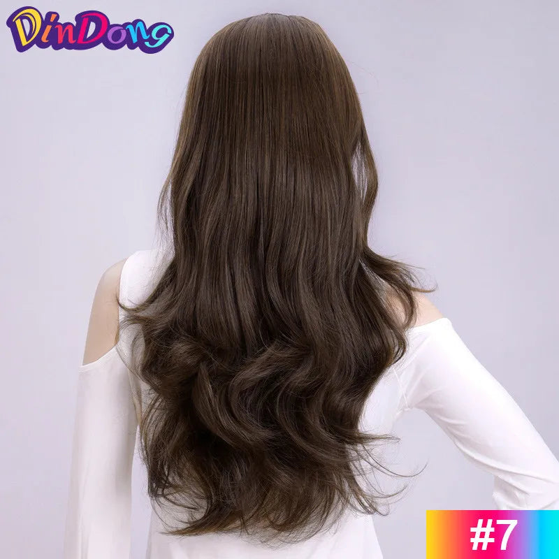 24" Synthetic Half Wigs With Clip in Hair Extensions, Long Wavy Hair, 3/4 Wigs, Heat Resistant