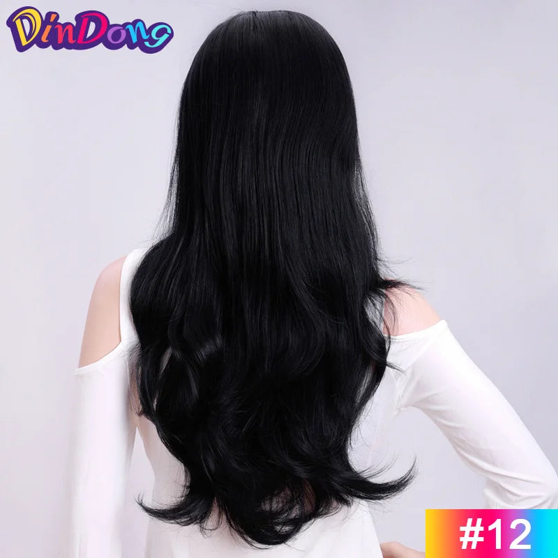 24" Synthetic Half Wigs With Clip in Hair Extensions, Long Wavy Hair, 3/4 Wigs, Heat Resistant