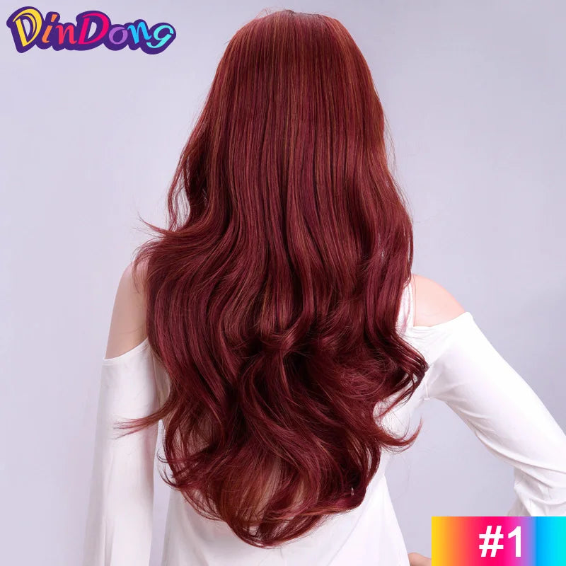 24" Synthetic Half Wigs With Clip in Hair Extensions, Long Wavy Hair, 3/4 Wigs, Heat Resistant