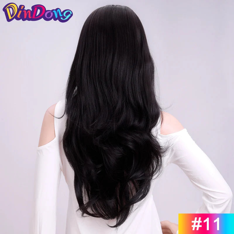 24" Synthetic Half Wigs With Clip in Hair Extensions, Long Wavy Hair, 3/4 Wigs, Heat Resistant