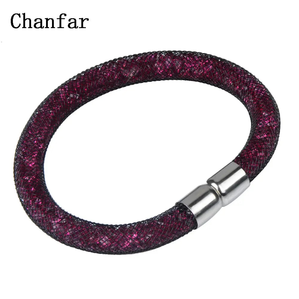 Mesh Net Bracelet For Women & Girls. Resin Crystal Fill, Magnetic Metal Clasp Jewelry-Bracelet-SWEET T 52