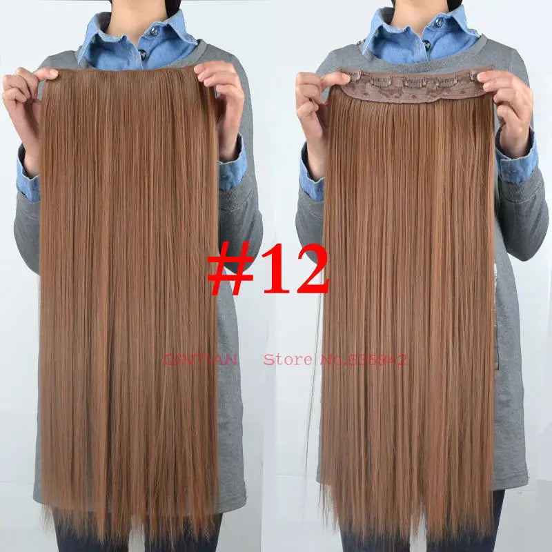 Synthetic Straight Hair 5-Clips, Clip in, One Piece Hair Extensions for Women and Girls - Hairpieces