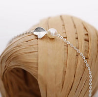 Silver Color Sweet Bud Leaf Simulated Pearl Necklace+Earrings+Bracelet for Women - 3 Pcs Jewelry Sets