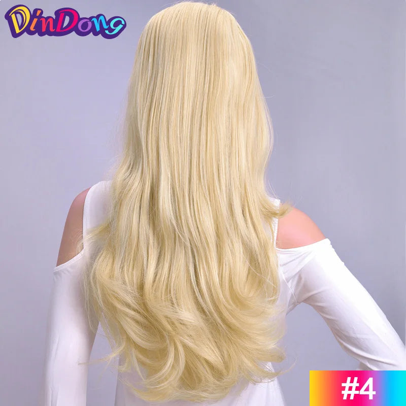 24" Synthetic Half Wigs With Clip in Hair Extensions, Long Wavy Hair, 3/4 Wigs, Heat Resistant