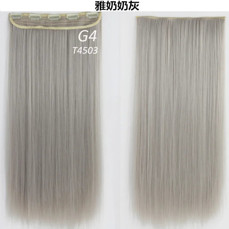 Synthetic Straight Hair 5-Clips, Clip in, One Piece Hair Extensions for Women and Girls - Hairpieces