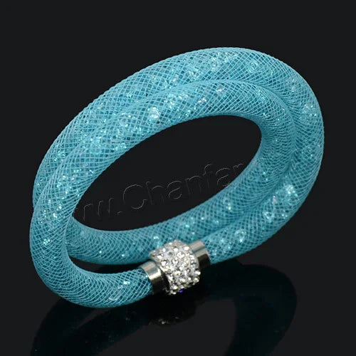 Crystal Mesh Net Double Bracelets, Multicolor Crystal Charm Bracelets For Women & Girls
