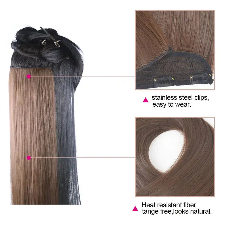 Synthetic Straight Hair 5-Clips, Clip in, One Piece Hair Extensions for Women and Girls - Hairpieces-hair accessories-SWEET T 52