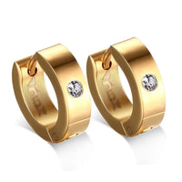 Cute Hoop Earrings in Stainless Steel and Crystal, Ear Cuffs, Brincos Huggie Jewelry for Men and Women-earrings-SWEET T 52