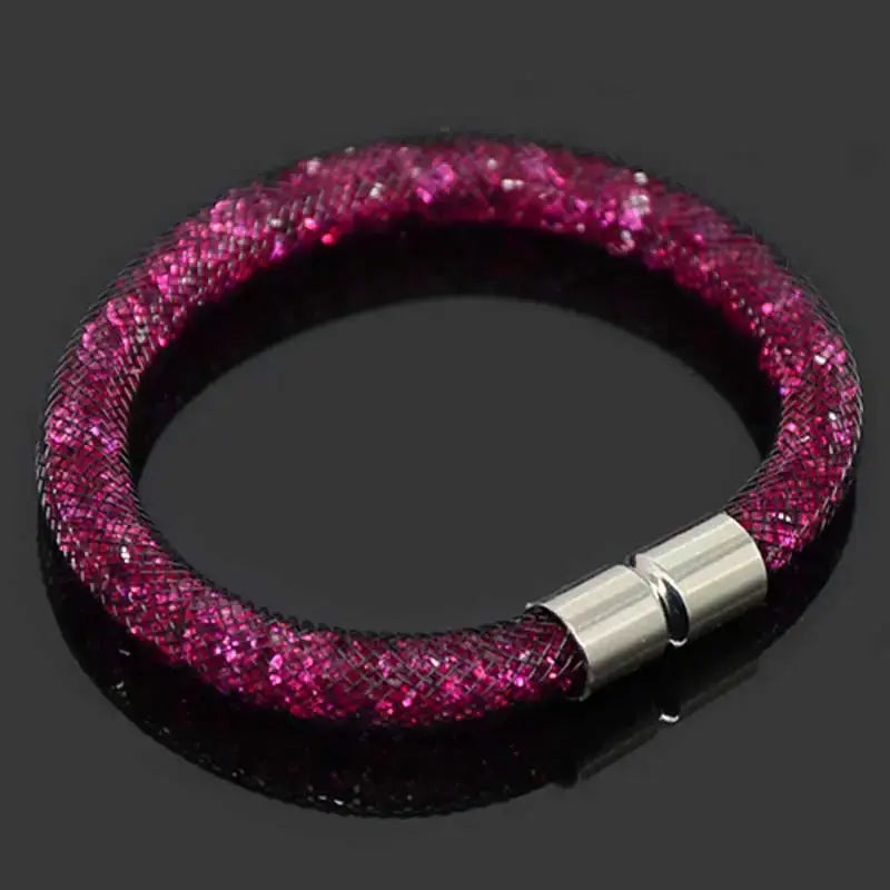 Mesh Net Bracelet For Women & Girls. Resin Crystal Fill, Magnetic Metal Clasp Jewelry-Bracelet-SWEET T 52