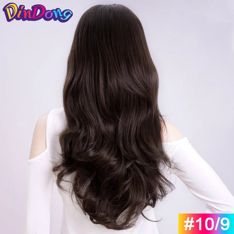 24" Synthetic Half Wigs With Clip in Hair Extensions, Long Wavy Hair, 3/4 Wigs, Heat Resistant