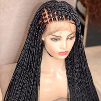 Jennifer Wholesale Handmade Micro Cornrow Box Braided Wigs Glueless Knotless Braid Lace Front Wigs Heat Resistant Synthetic Hair Sweet T 52