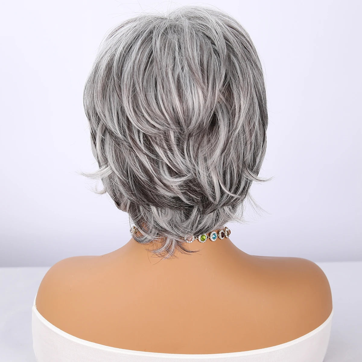 2025 Popular Vanilla Milk Tea White Gray Bangs Wig Female Short Hair and Micro-volume Transparent Synthetic Wig SM533 Sweet T 52