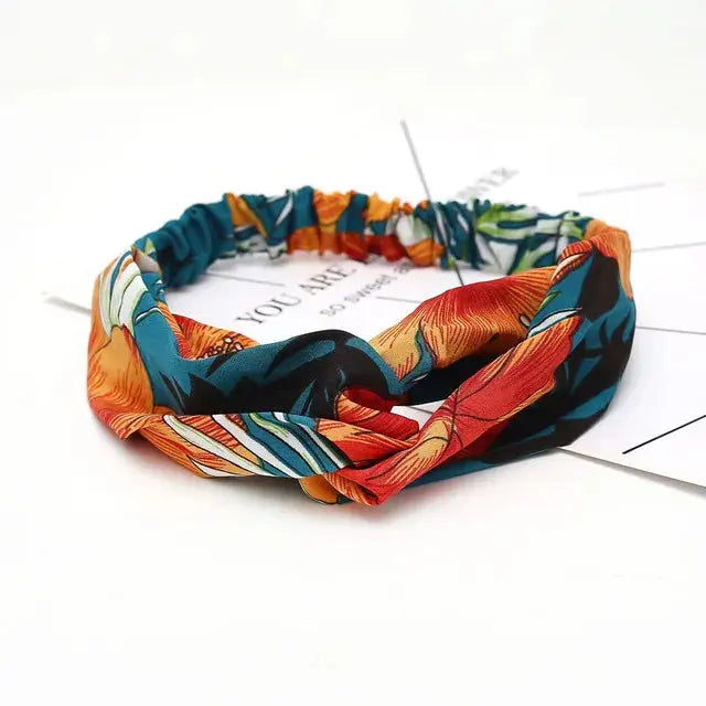 Bohemian Criss-Cross Elastic Hair Bands - Knot Headbands for Women & Girls - Bandana Girls Striped Hairwear-Headbands-SWEET T 52