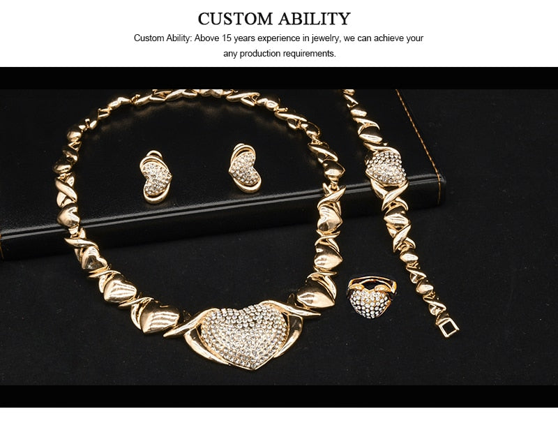 Womens Jewelry Set Gold Plated Necklace Earrings Ring Bracelet Fashion  Accessories Free Shipping to Nigeria H00211