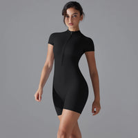Wholesale Gym One Piece Yoga Romper Zipper Short Sleeve Fitness Jumpsuit for Women Sweet T 52
