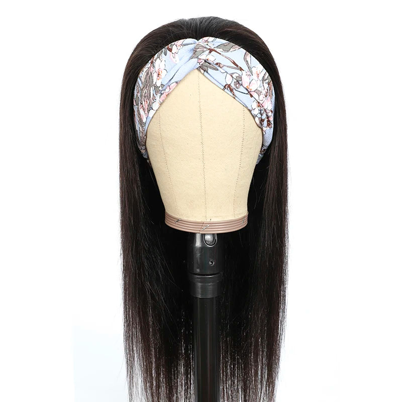 3/4 Half Wigs - Straight Human Hair HeadBand Wigs, Long Malaysian Remy Hair, Glueless, Full Machine Made Wigs for Women & Girls-hair accessories-SWEET T 52