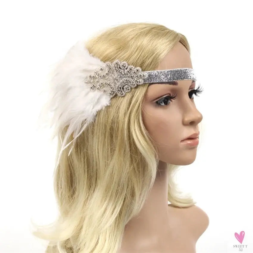 Hair Accessories - Peacock, Black Rhinestone, Beaded, Sequin 1920s Vintage Gatsby Party Headpieces for Women Sweet T 52