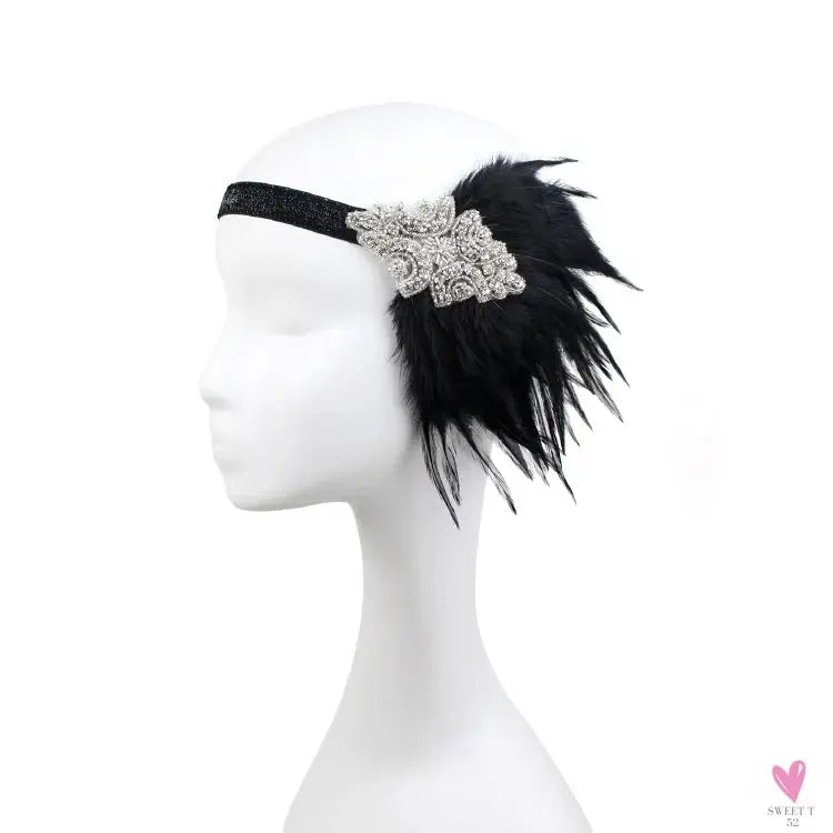 Hair Accessories - Peacock, Black Rhinestone, Beaded, Sequin 1920s Vintage Gatsby Party Headpieces for Women Sweet T 52