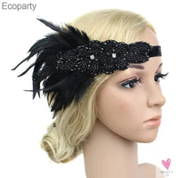 Hair Accessories - Peacock, Black Rhinestone, Beaded, Sequin 1920s Vintage Gatsby Party Headpieces for Women Sweet T 52