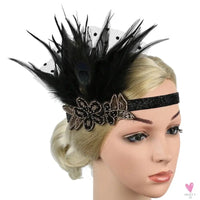 Hair Accessories - Peacock, Black Rhinestone, Beaded, Sequin 1920s Vintage Gatsby Party Headpieces for Women Sweet T 52