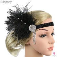 Hair Accessories - Peacock, Black Rhinestone, Beaded, Sequin 1920s Vintage Gatsby Party Headpieces for Women Sweet T 52