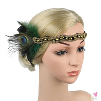 Hair Accessories - Peacock, Black Rhinestone, Beaded, Sequin 1920s Vintage Gatsby Party Headpieces for Women Sweet T 52