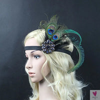 Hair Accessories - Peacock, Black Rhinestone, Beaded, Sequin 1920s Vintage Gatsby Party Headpieces for Women Sweet T 52