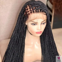 Handmade Micro Cornrow Box Braided Wigs - Glueless Knotless Braid Lace Front Wigs, Heat Resistant Synthetic Hair Sweet T 52
