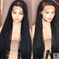 Handmade Micro Cornrow Box Braided Wigs - Glueless Knotless Braid Lace Front Wigs, Heat Resistant Synthetic Hair Sweet T 52