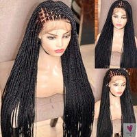 Handmade Micro Cornrow Box Braided Wigs - Glueless Knotless Braid Lace Front Wigs, Heat Resistant Synthetic Hair Sweet T 52