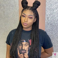 Handmade Micro Cornrow Box Braided Wigs - Glueless Knotless Braid Lace Front Wigs, Heat Resistant Synthetic Hair Sweet T 52