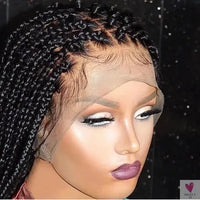 Handmade Micro Cornrow Box Braided Wigs - Glueless Knotless Braid Lace Front Wigs, Heat Resistant Synthetic Hair Sweet T 52