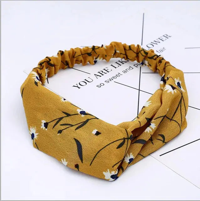 Bohemian Criss-Cross Elastic Hair Bands - Knot Headbands for Women & Girls - Bandana Girls Striped Hairwear-Headbands-SWEET T 52